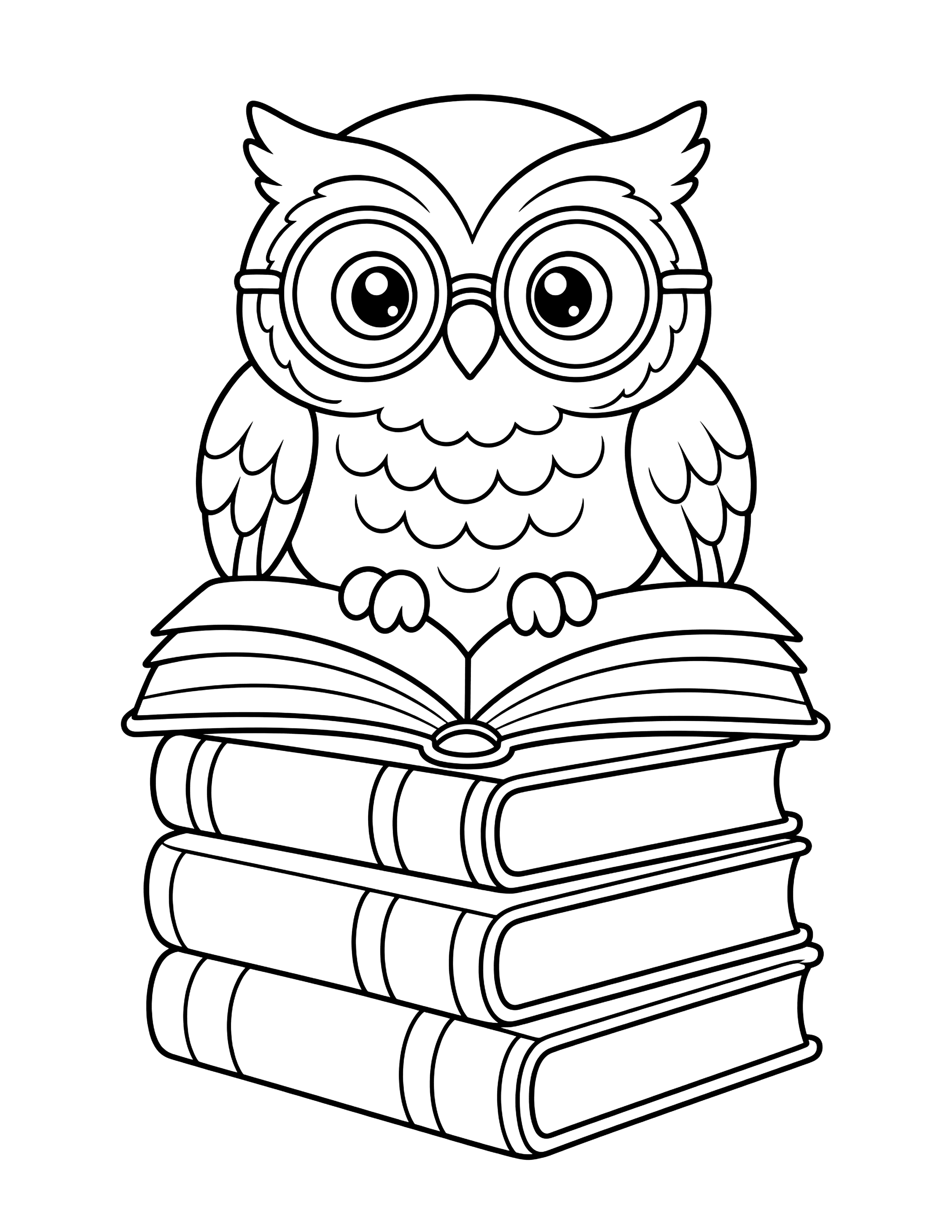 Un hibou sur une pile de livre