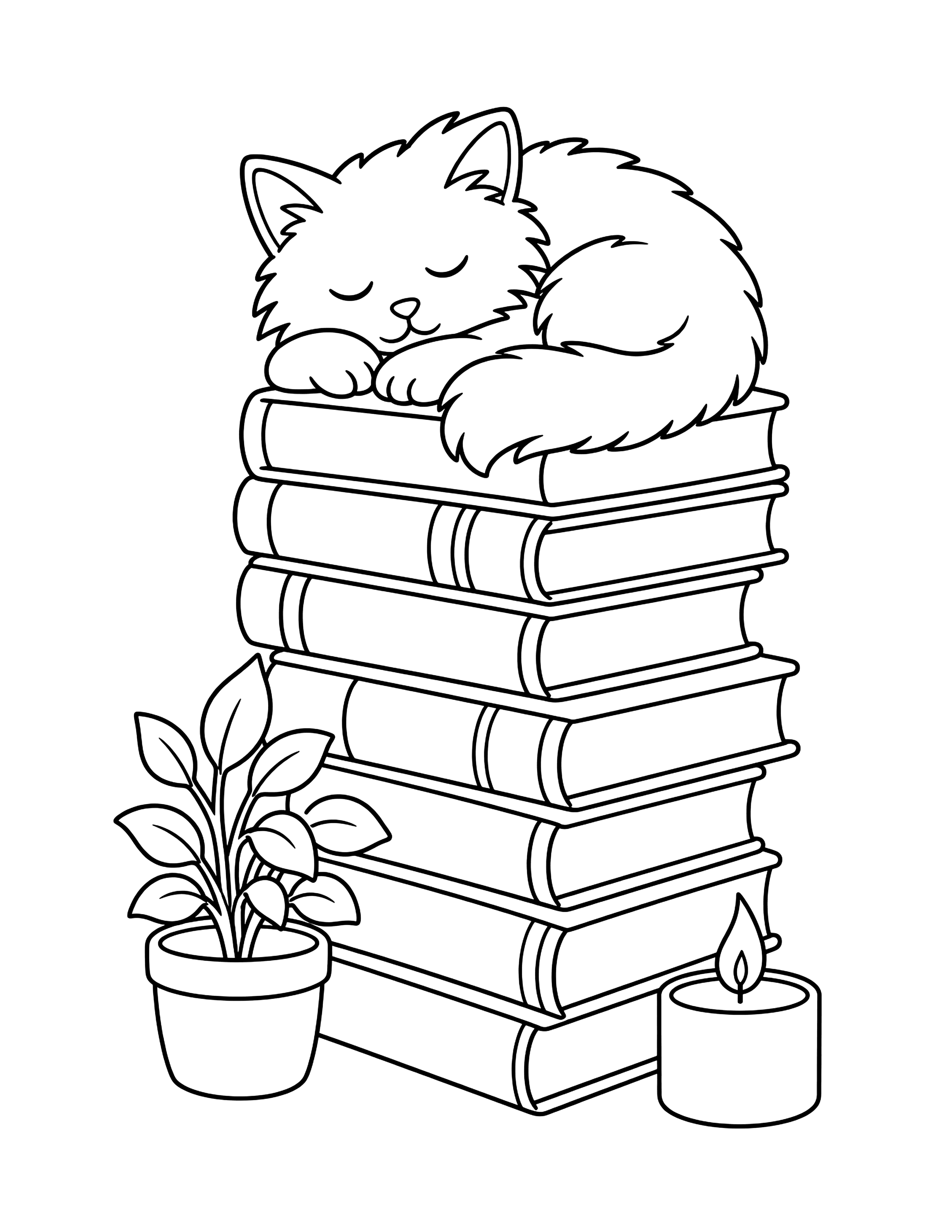 Un chat sur une pile de livres