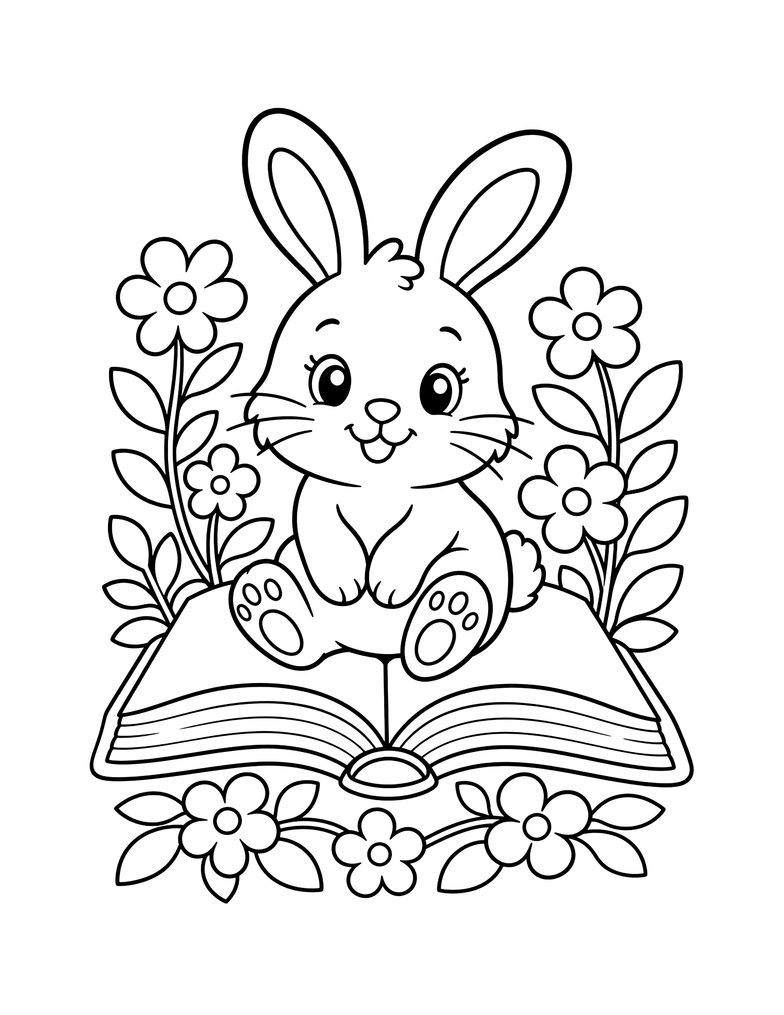 Un lapin sur un livre ouvert